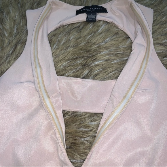 AKIRA Black Label Plunge Bodysuit in Nude Sz S - Picture 3 of 5